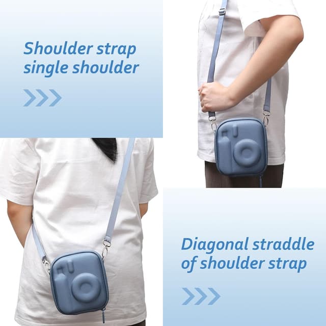 Detalle 2 de XANAD Hart Schutz Hülle für Instax Mini 12/11/9 & Co. – Etui mit 360°-Reißverschluss (Blau)