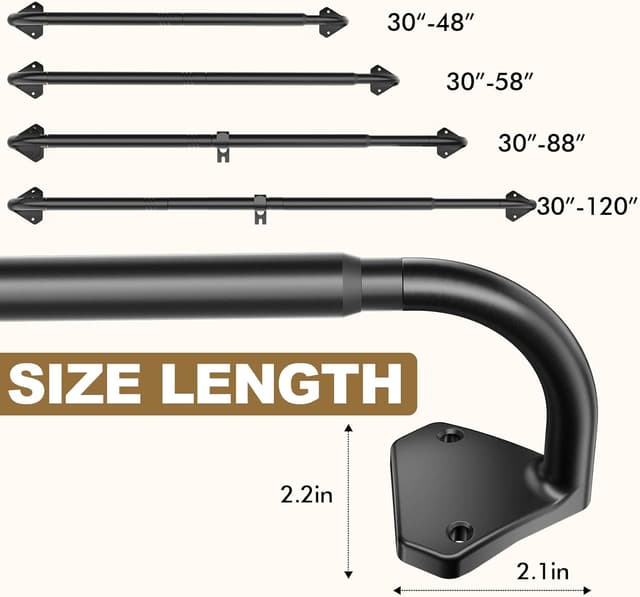 Thumbnail 3 de GXOACKJ 28–60 in Adjustable Blackout Curtain Rods 🪟