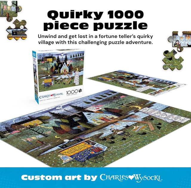Thumbnail 1 de Buffalo Games Charles Wysocki Know It All 1000-Piece Jigsaw Puzzle (Americana Folk Art) with Poster