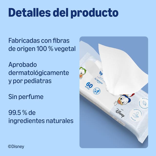 Detalle 2 de by Amazon Toallitas Húmedas Disney Pure Baby 720