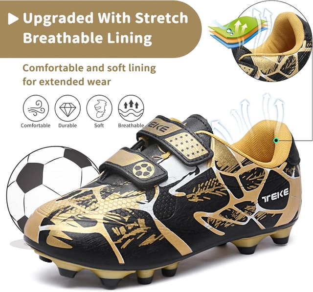 Detalle de Hanani Kids FG/AG Football Boots (Unisex) – Black Gold, Size 13 Child (UK)