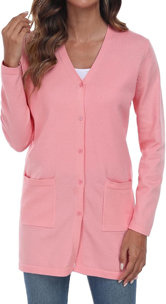 Detalle 2 de YUNDAI Women’s Open-Front Lightweight Knitted Long Cardigan with Pockets