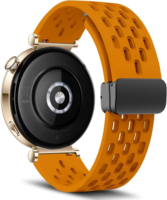 Detalle de MaEiol 18mm Silicone Strap with Breathable Design for Huawei Watch GT 6/5/4 (41–42mm) & Select Garmin Models – Yellow