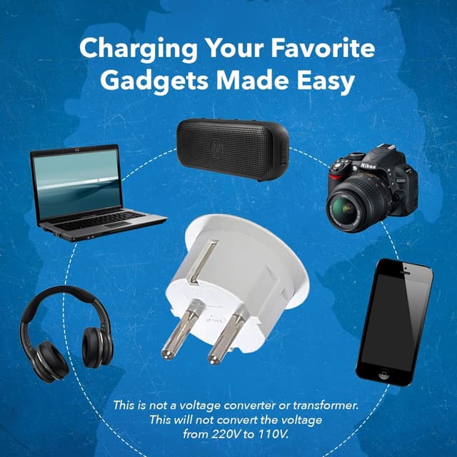 Thumbnail 6 de OREI USA to Europe Plug Adapter (Type E/F Schuko) — Travel Plug Converter, 6-Pack for Germany & France