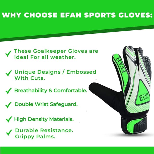 Detalle 1 de EFAH SPORTS Soccer Goalie Gloves for Kids with Strong Grips Palms