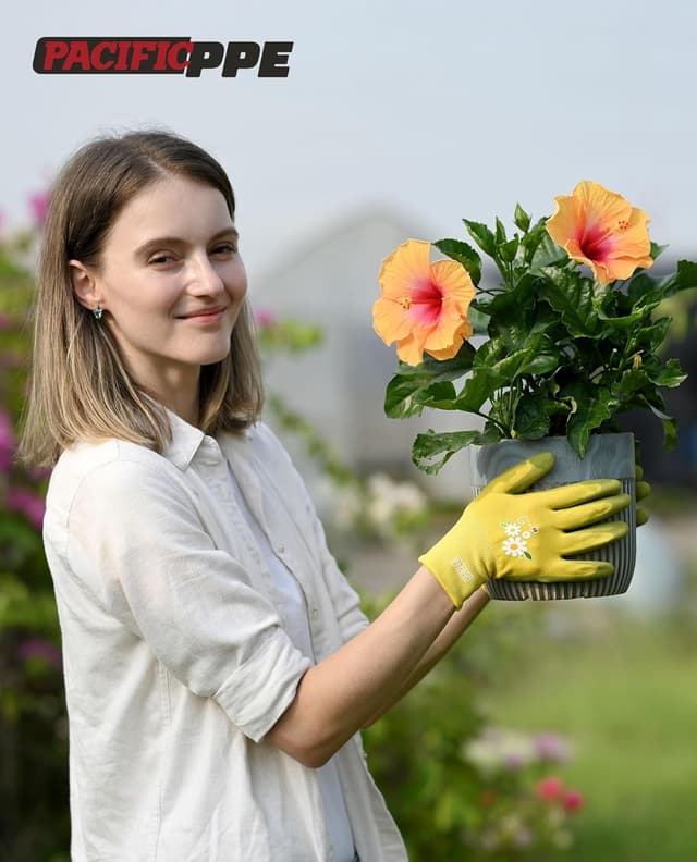 Detalle de PACIFIC 3 Paar Gartenhandschuhe für Damen (Lila/Gelb/Rot), Größe 7/S – rutschfeste Ultra-Grip Arbeitshandschuhe