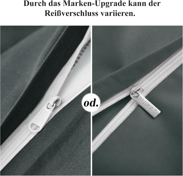 Thumbnail 6 de RUIKASI Bettwäsche 140x200 (2-teilig) Grau/Anthrazit aus Mikrofaser mit Reißverschluss