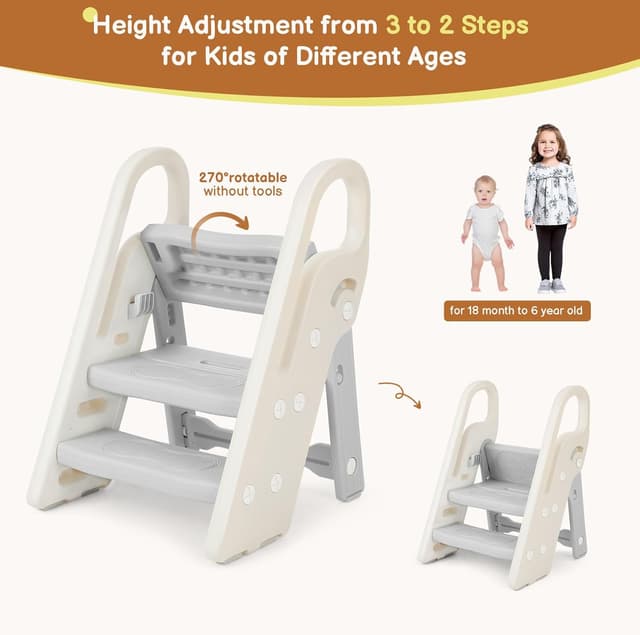 Detalle de Onasti Foldable Step Stool, 3-Step Safety