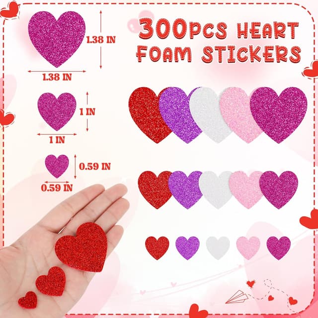 Thumbnail 1 de 300 PCS Valentines Stickers 3 Sizes 🎨