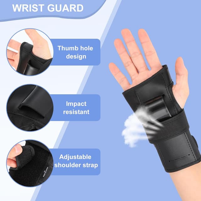 Detalle de BURSUNLY Knieschoner-Set für Kinder & Erwachsene inkl. Ellbogen- und Handgelenkschützern