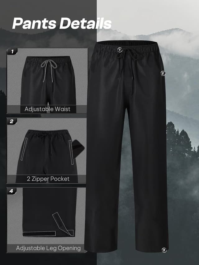 Thumbnail 5 de SaphiRose Men's Waterproof Rain Suit 2pc Packable ⛱