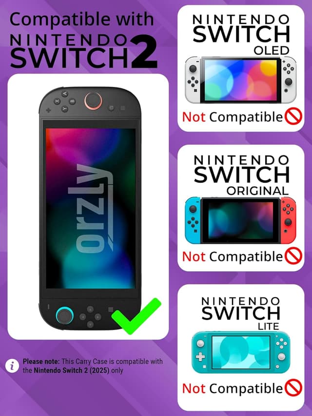 Detalle 2 de Orzly Tragetasche für Nintendo Switch 2 (2025) – Hard Case mit 7,9-Zoll-Bildschirmschutz & Smart Storage