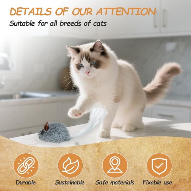 Detalle de Romon Giochi per Gatti (7 pezzi) con uccellino volante e ventosa retrattabile