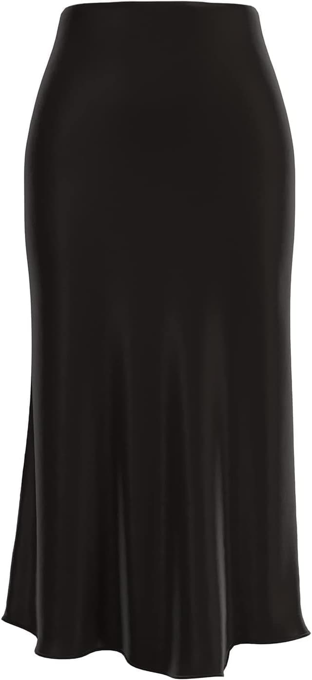 Thumbnail 6 de Soowalaoo Womens Leopard Print Midi Skirt (Silk Satin Look) High-Waist Elastic