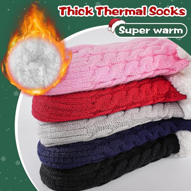 Detalle de Niorasen Fluffy Slipper Socks (UK 4–9) with Grippers – Warm non-slip bed socks
