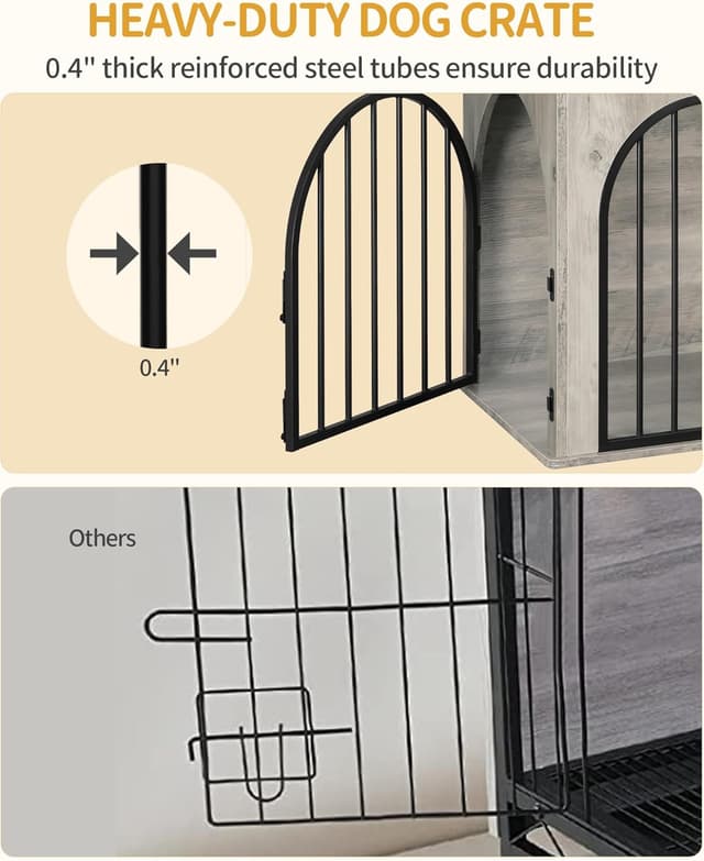 Detalle de Hzuaneri Hundekäfig Möbel DFC84105B – 100 cm Hundebox mit 3 Türen und Bogentür für Zuhause