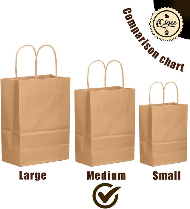 Detalle de Gcardist 30-pack Brown Kraft Gift Bags with Handles (11x5x8 inch)
