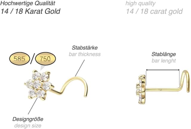 Thumbnail 5 de Piercingline naso spirale oro 750 fiore