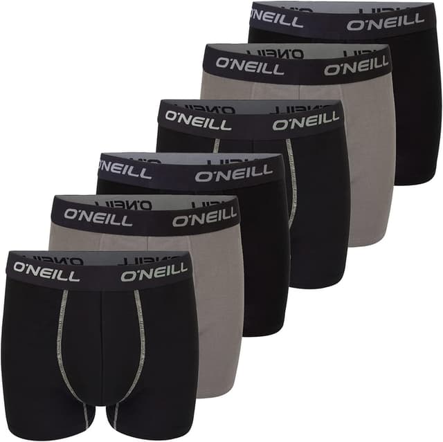 Detalle de O’Neill Herren-Boxershorts im 6er-Pack aus Baumwolle (Basic Trunk, ohne Eingriff) – Schwarz/Rot/Blau