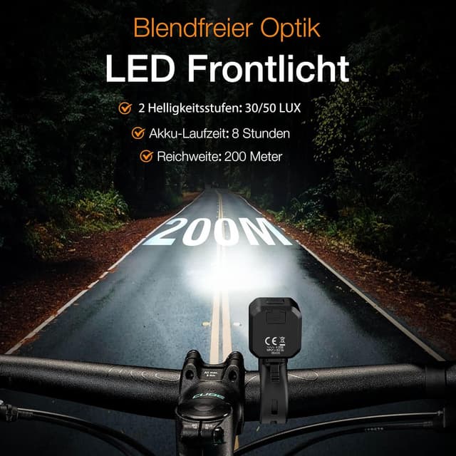 Detalle 2 de Tavaler Fahrradlicht Set 800 mAh