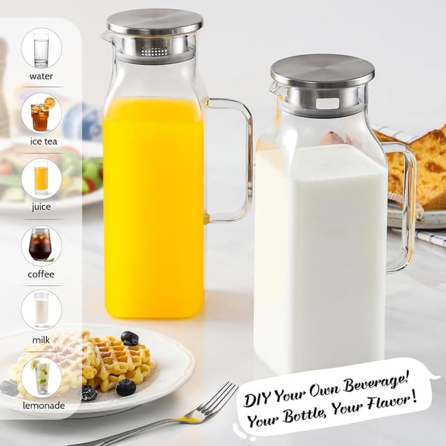 Detalle de Netany 2 Pack 2L Glass Pitcher 🥤