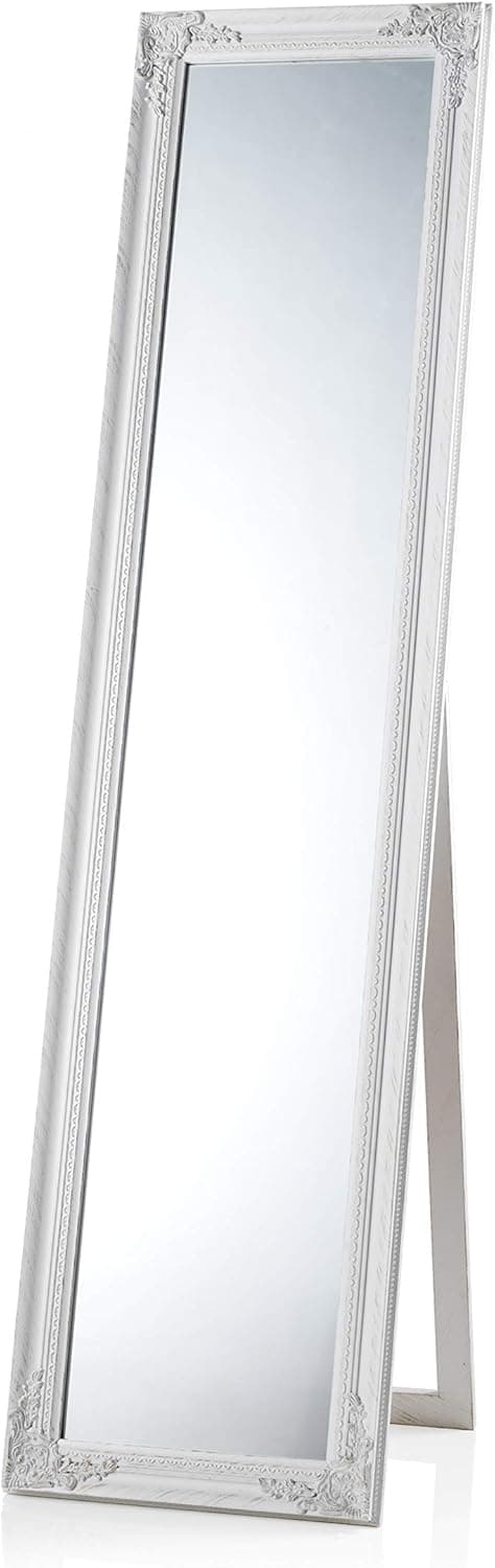 Detalle de Montemaggi specchio da terra con inclinazione regolabile in legno bianco opaco (40x4x160 cm)