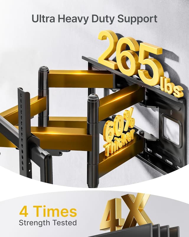 Thumbnail 1 de monTEK Heavy Duty Full Motion TV Wall Mount (43–98 Inch) — 265 lbs Capacity, 27.7" Extension, Max VESA 800x400mm