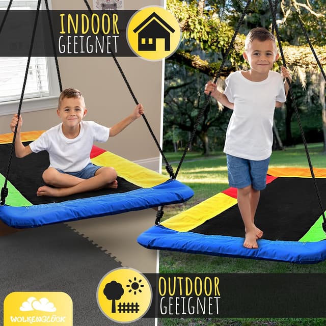 Detalle 2 de WOLKENGLÜCK® 3-in-1 Nestschaukel eckig (150 x 80 cm) mit Höhenverstellung bis 200 kg