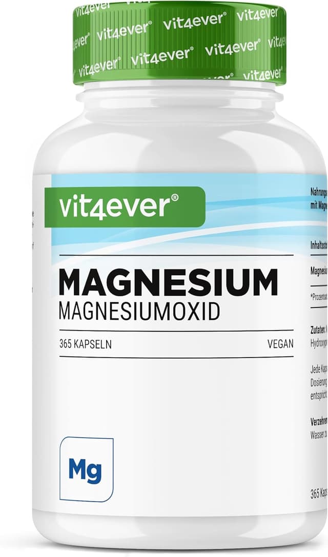 Detalle de Vit4ever Magnésium à haute dose – 365 gélules (réserve annuelle) : 400 mg de magnésium élémentaire
