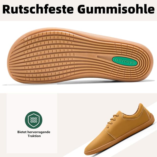 Detalle de SAGUARO Noble II Barfußschuhe für Herren mit breiter Zehenbox und Zero-Drop Sohle (Leicht, rutschfest) – Noble II, Gr. 36–48