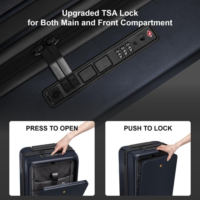 Detalle de LEVEL8 20 Inch Carry-on Suitcase with Laptop Compartment, TSA & USB Charging Port (Royal Blue)