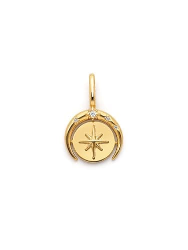 Detalle de Charm SINGULARU Charm Medallion Moonset en latón bañado en oro de 18 Kt con circonitas