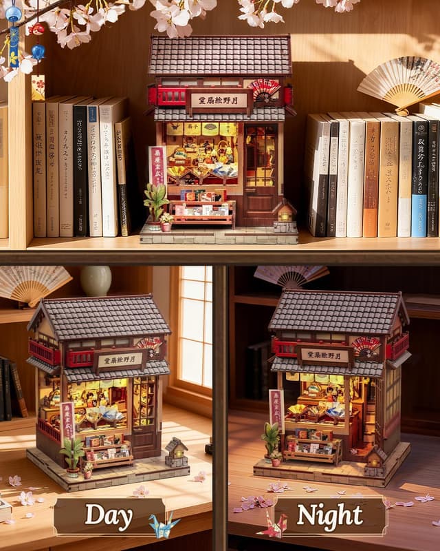 Detalle de Endless Limit Book Nook Kit – Miniatur-Puppenhaus als 3D-Buchstütze mit LED
