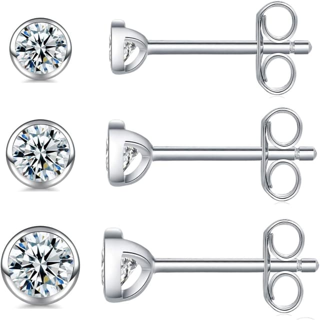 Detalle de Sterling Silber Ohrstecker mit 3 mm Zirkonia