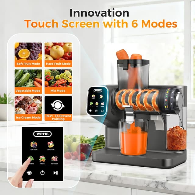 Detalle 2 de WETIE Cold Press Juicer with Touch Screen, Adjustable Juicing Pressure & 3.54'' Feed Chute