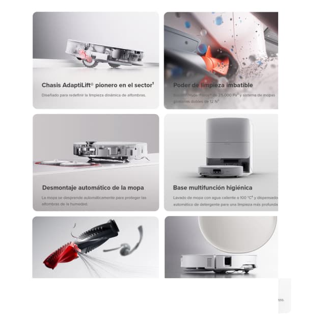 Detalle de Roborock Qrevo Edge 2 Pro: robot aspirador y friegasuelos con base multifunción y fregado de bordes