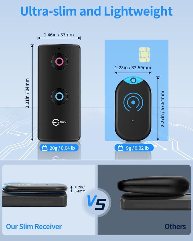 Detalle de Esky Localisateur de clés : key finder RF ultrafin avec 2 récepteurs et télécommande