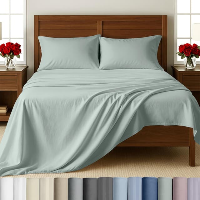 Detalle de California Design Den Split King Bed Sheets Silver Sage