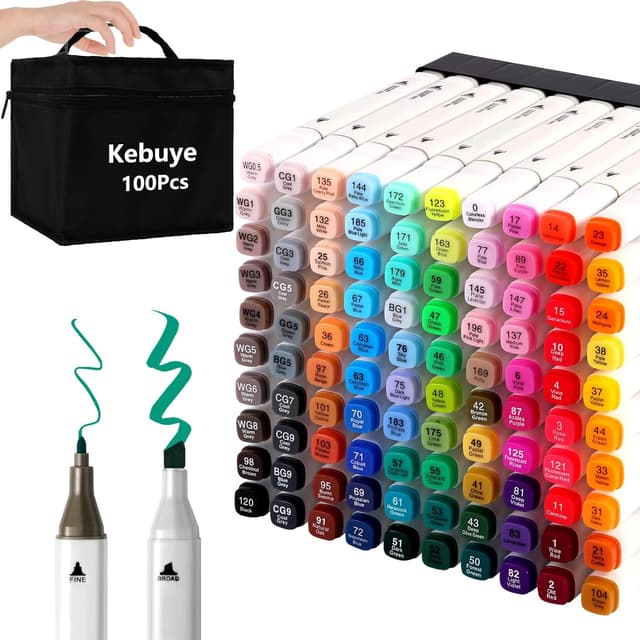 Imagen de Kebuye Colouring Pens 100 Colour Alcohol Markers en OfertitasTOP