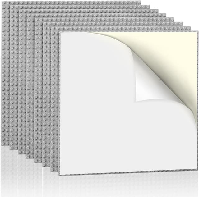 Detalle de Lekebaby 8-Pack Peel and Stick Building Base Plates (10"x10") in Grey