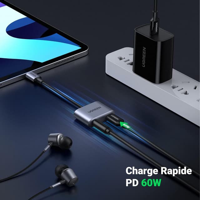 Detalle 2 de UGREEN adaptateur USB C jack 3,5 mm 60W