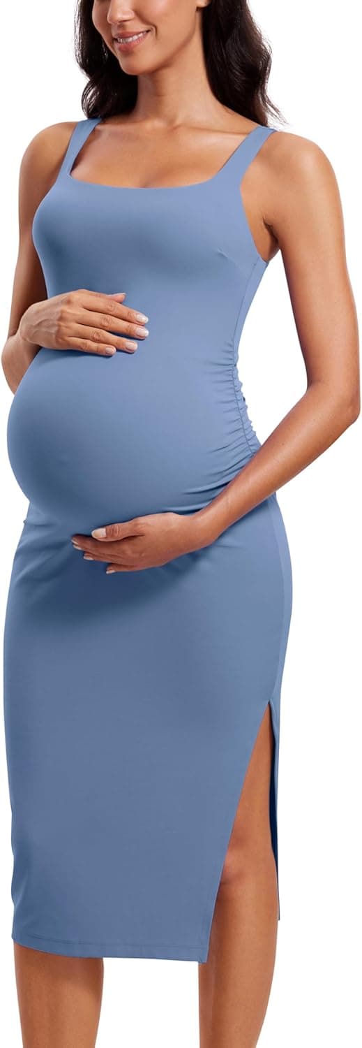 Thumbnail 6 de CRZ YOGA Butterluxe maternity dress with square neck, ruched sides & split hem