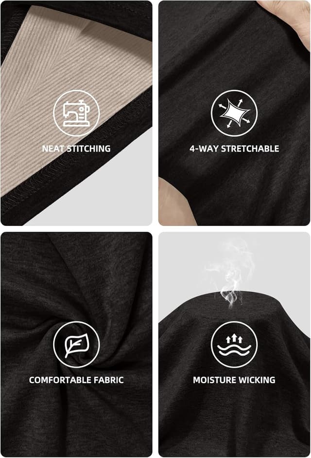 Detalle de Ensemble de sous-vêtements thermiques homme KUYIGO (haut manches longues + caleçon long) en mélange laine, soie et polyester