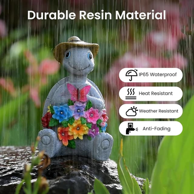 Thumbnail 6 de footreal Turtle Solar Garden Ornament 19×12×10.5cm