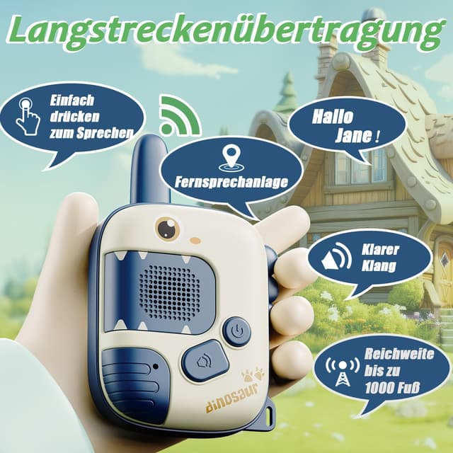 Detalle 2 de DQMOON Walkie Talkie Kinder Dino 300 m