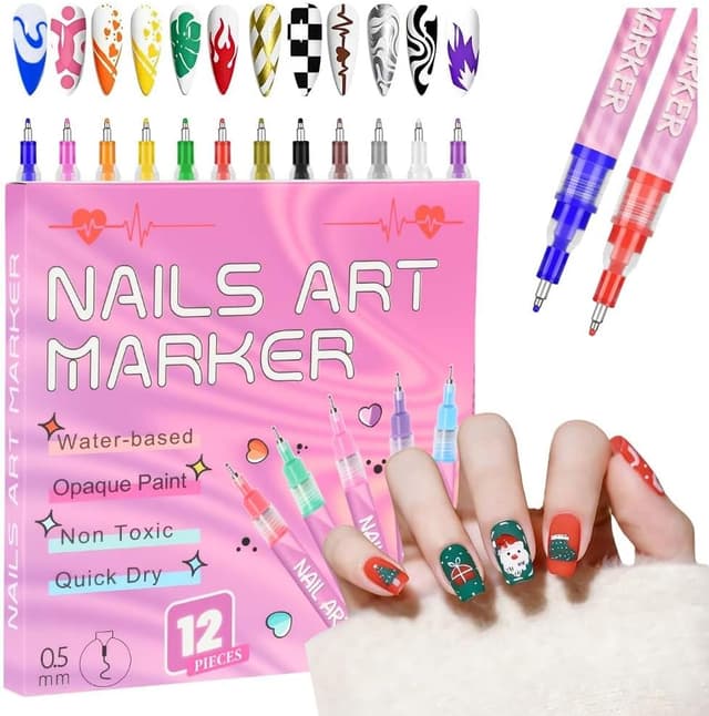 Detalle de LOPHE Penne per nail art con 12 matite colorate (0,5 mm) per graffiti e decorazioni fai da te