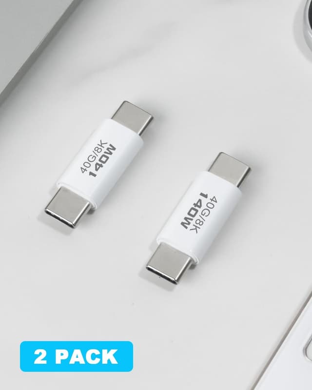 Thumbnail 5 de Duttek USB-C Stecker-auf-Stecker Adapter für Thunderbolt 4/3 mit 40 Gbit/s, PD bis 140 W und 8K@60 Hz (2er-Set)