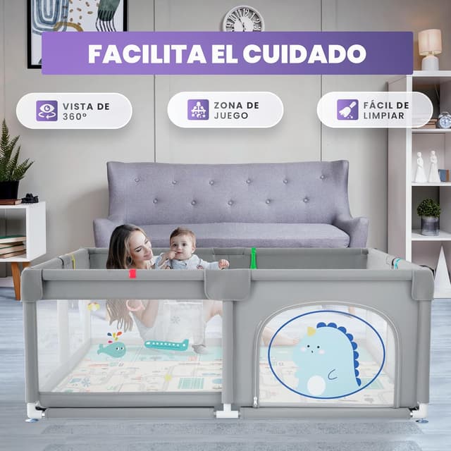 Thumbnail 5 de JUPPLIES Parque Infantil Bebé 150x180cm 🌟 con Alfombra y Agarraderas