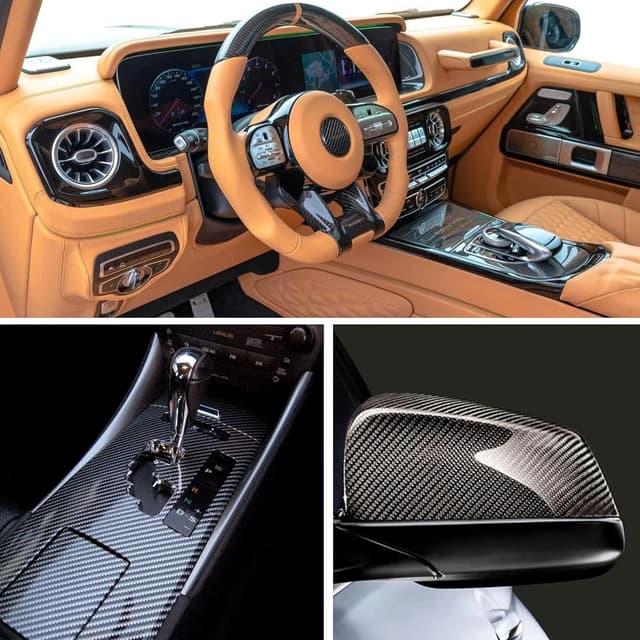 Thumbnail 6 de Foneso 6D Carbon Folie Schwarz (300 x 30 cm) mit Werkzeug – selbstklebende Vinyl-Folie für Auto & mehr