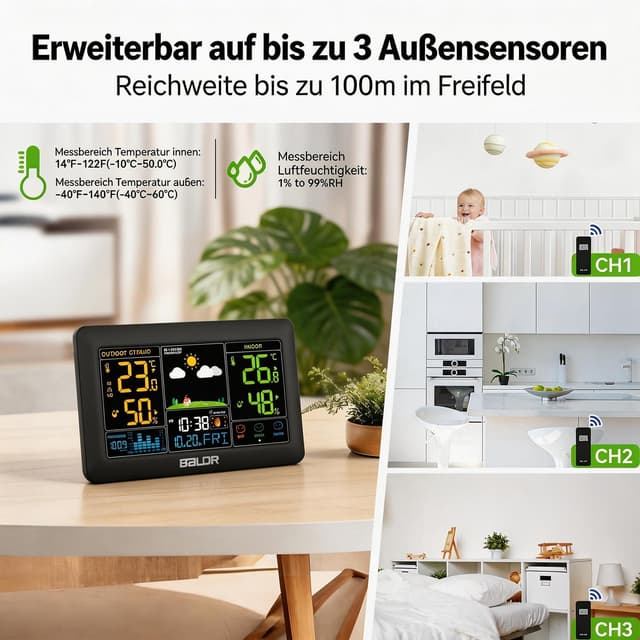 Detalle 2 de Konsen Wetterstation 7,4 Zoll 📡